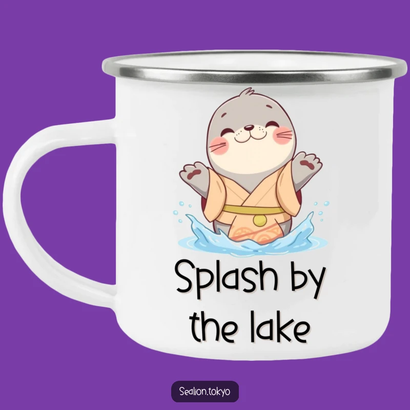 Funny Sealion Kimono Camping Mug: Playful Splashy Animal, Outdoor Gift!
