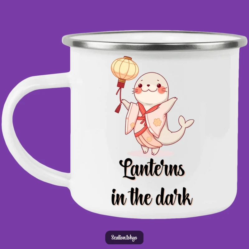 Funny Sealion Kimono Camping Mug: Elegant Dancer with Lantern, Outdoor Gift!