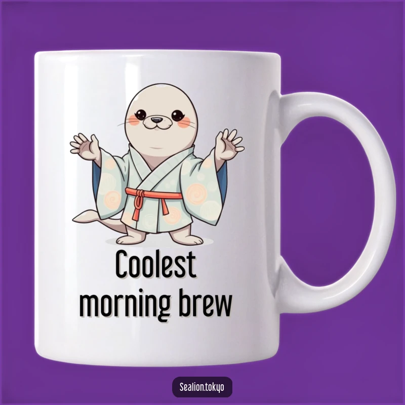 Funny Kawaii Sea Lion Kimono Mug: Cute Confidence for a Humorous Gift