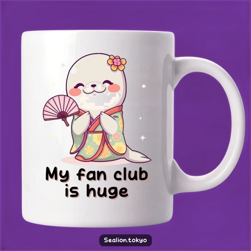 Funny Sealion Bowing Mug: Adorable Animal in Colorful Kimono, Perfect Gift!
