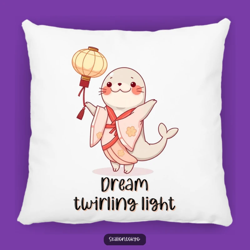 Funny Sealion Kimono Pillow: Cute Dancer with Lantern, Cozy Gift!