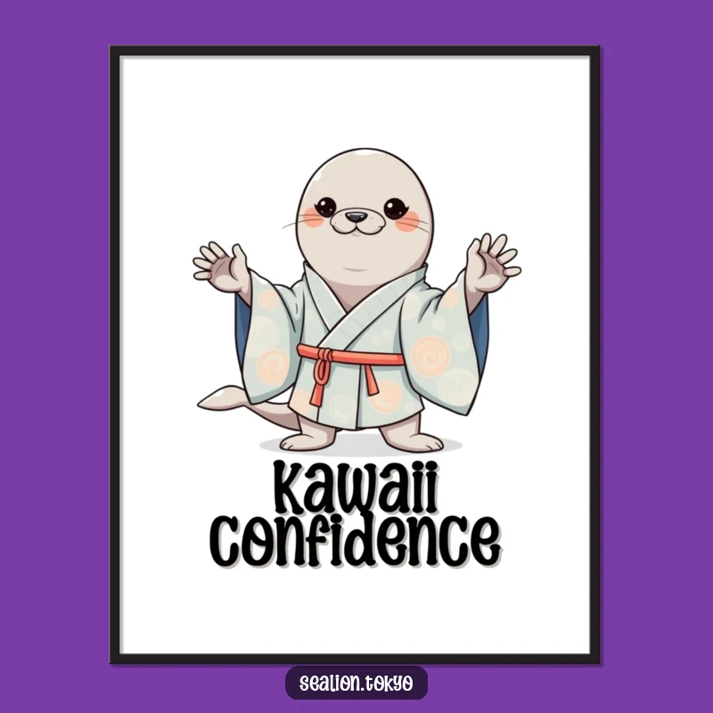 Funny Kawaii Sea Lion Kimono Digital Print: Instant Cute Confidence