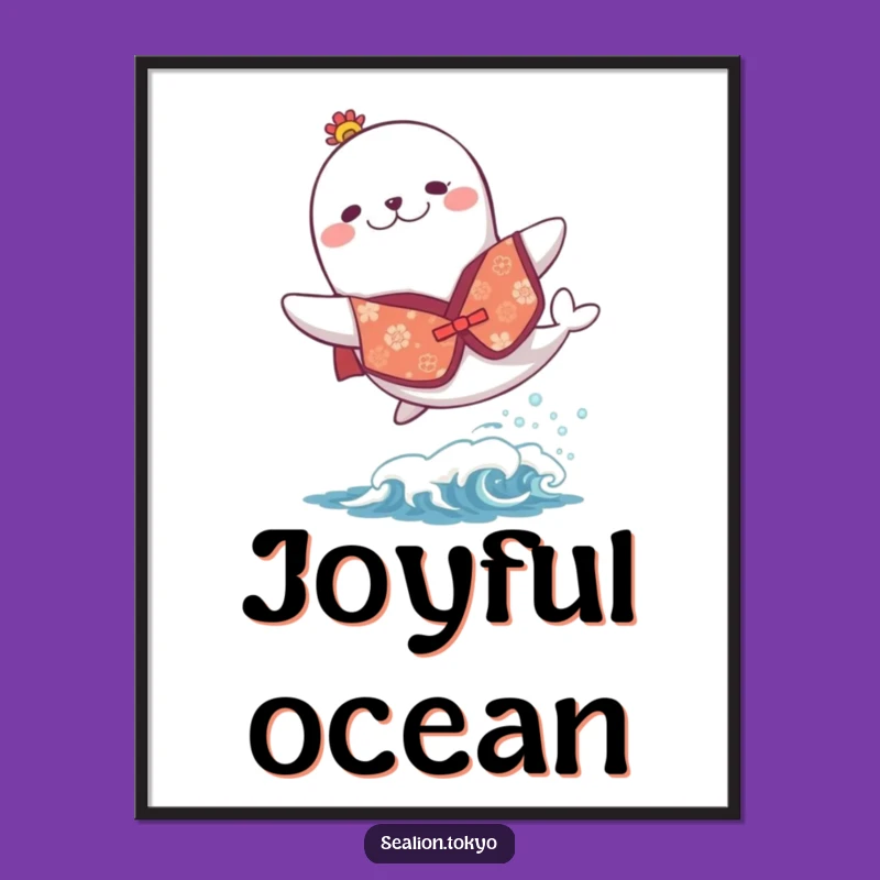 Funny Sea Lion Festive Kimono Digital Print: Instant Joyful Leaps