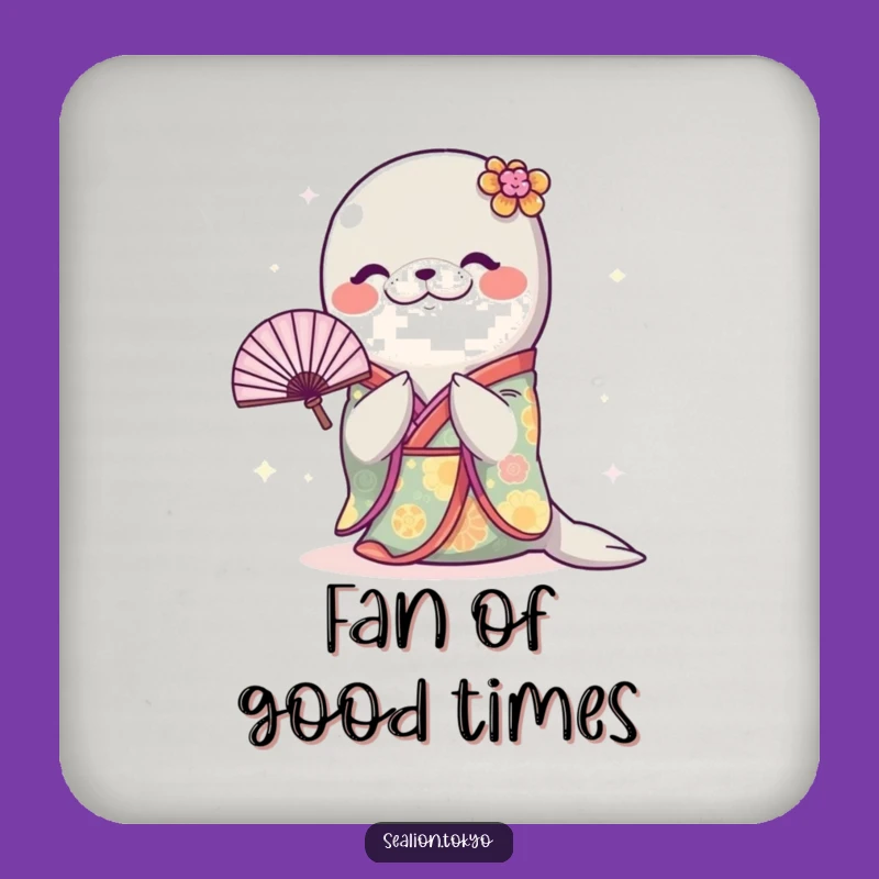 Funny Sealion Kimono Coaster Set: Protect Surfaces with Humorous Art!