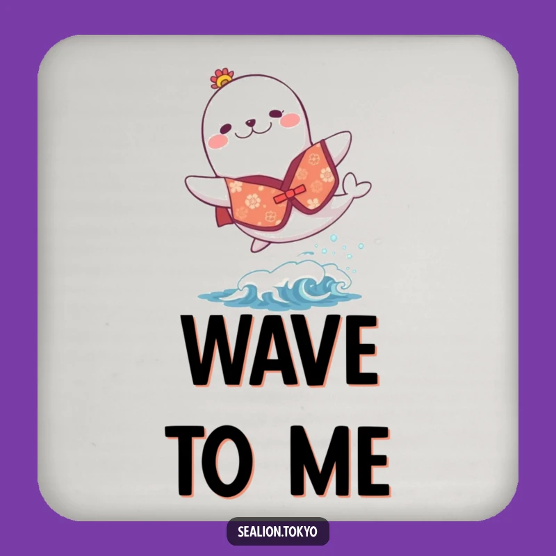 Funny Sea Lion Festive Kimono Coaster Set: Protect Surfaces with Joyful Humor