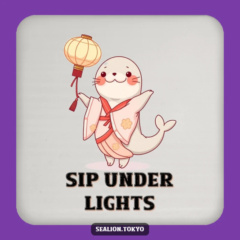 Funny Sealion Kimono Coaster: Protect Surfaces with Elegant Dance!