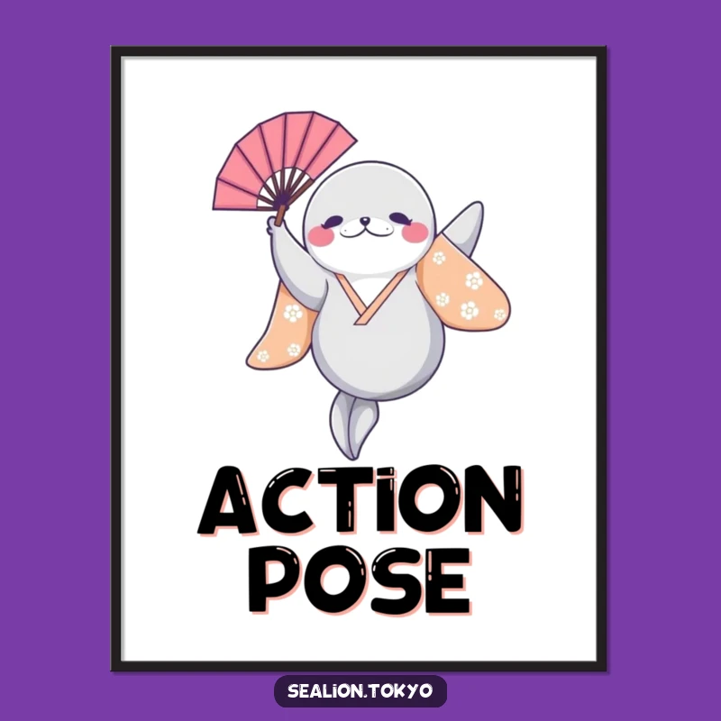 Funny Sealion Leaping Poster: Vibrant Art Print, Dynamic Humorous Gift!