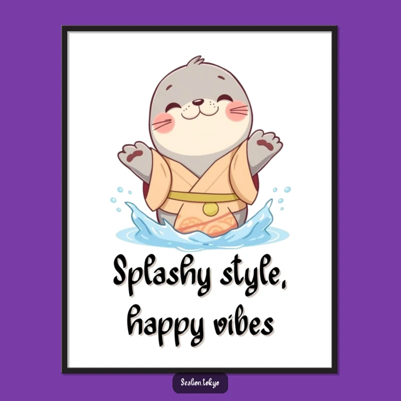 Free Printable Wall Art: Playful Seal Lion Splash Kimono Downloadable Art