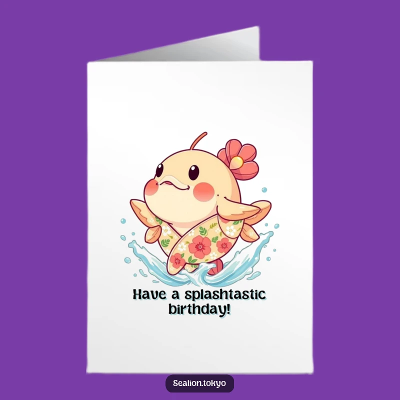 Free Printable Birthday Card: Funny Splashing Fish, Joyful & Quirky Downloadable Birthday Gift