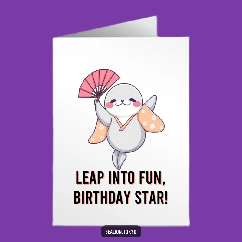 Free Printable Sealion Leaping Birthday Card: Dynamic Fun Gift