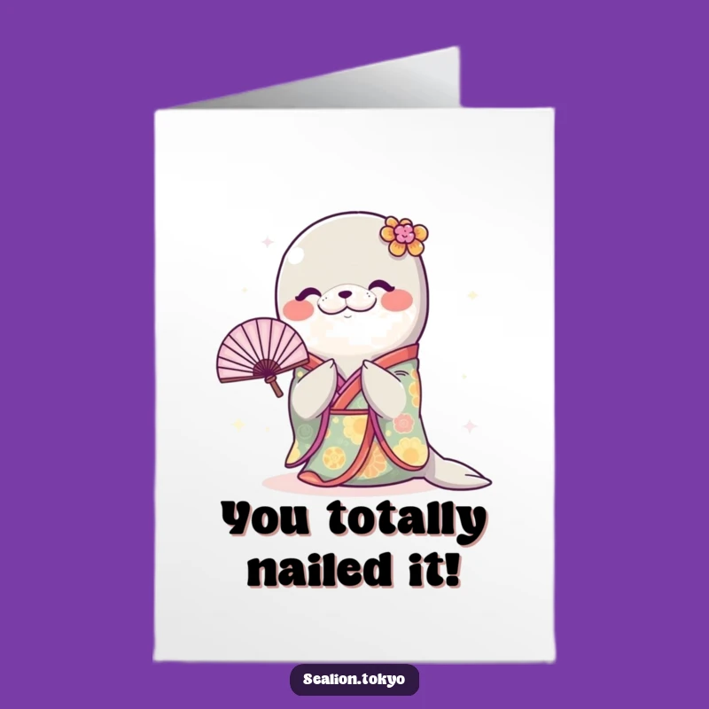 Free Printable Sealion Kimono Congrats Card: Best Wishes Gift