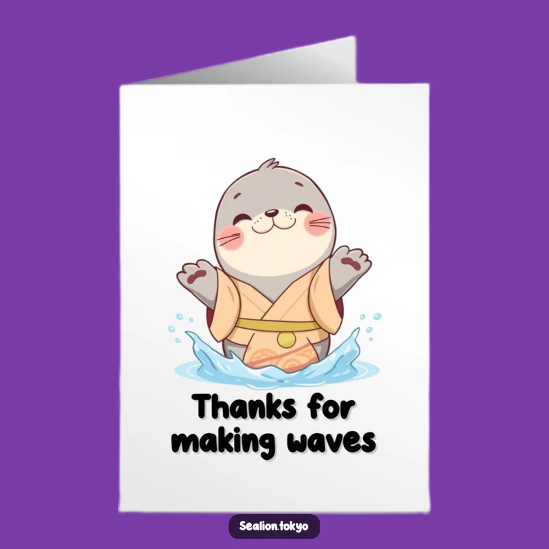 Free Printable Thank You Card: Playful Seal Lion Splash Downloadable