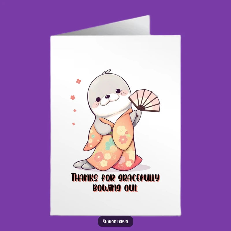 Free Printable Thank You Card: Chic Sea Lion Kimono Bow
