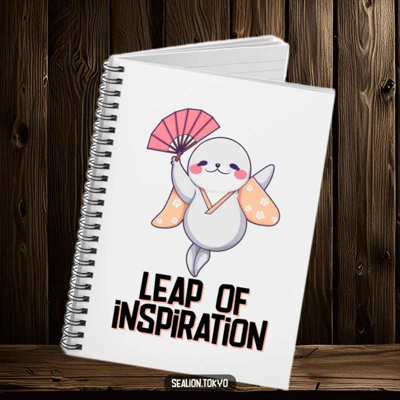 Funny Sealion Notebook: A sealion in a bright kimono leaps with a fan, ideal for jotting down notes with energy.