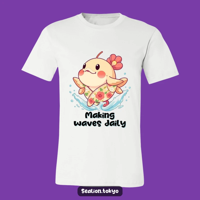Funny Splashing Fish Robe Tee - Joyful & Hilarious Water Lover Shirt